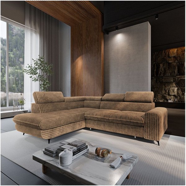 Masseno Ecksofa VELISS mit Schlaffunktion L-Form, Sofa mit Bettkasten
