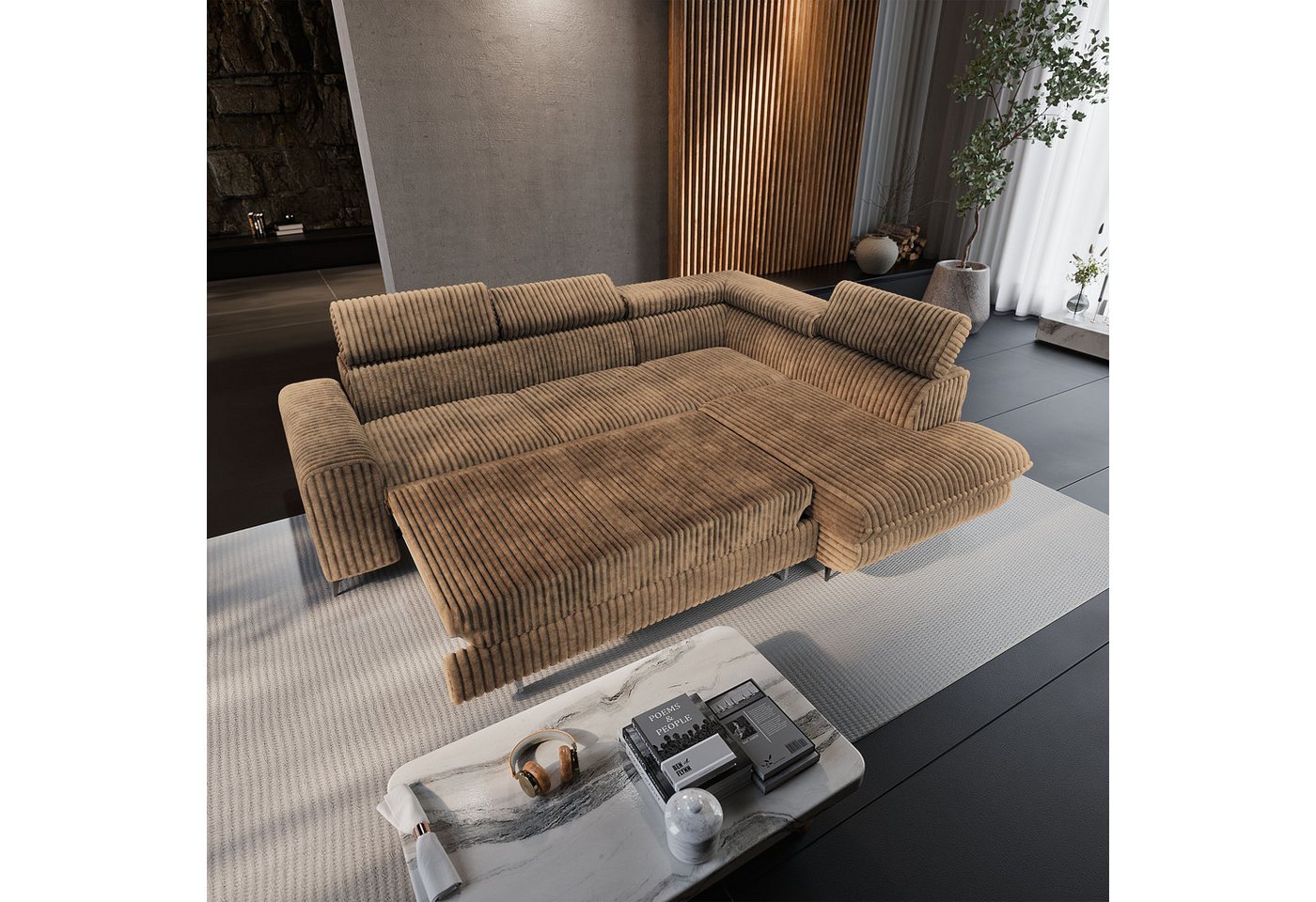 Masseno Ecksofa VELISS mit Schlaffunktion L-Form, Sofa mit Bettkasten – Bild 4 von 5