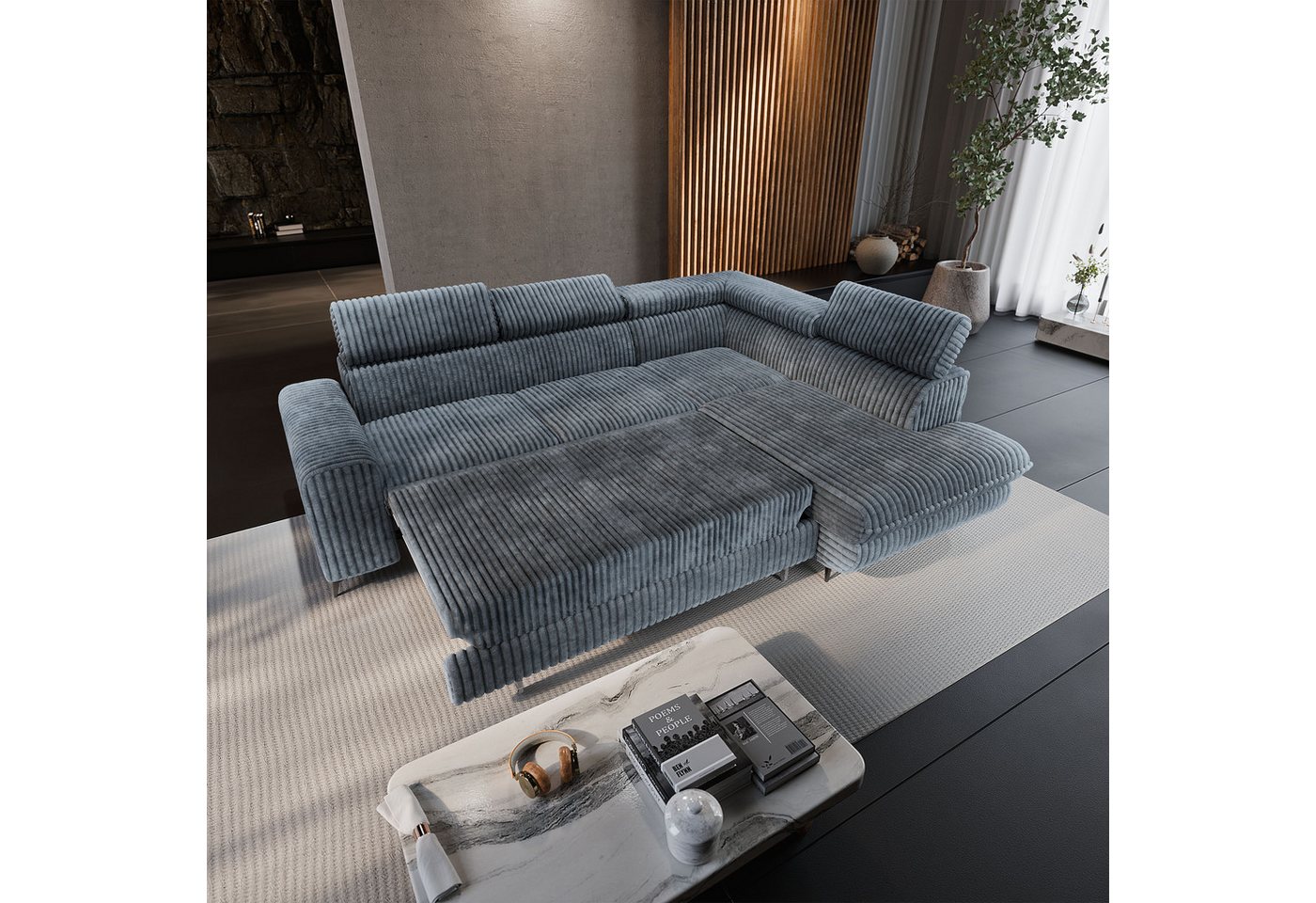 Masseno Ecksofa VELISS mit Schlaffunktion L-Form, Sofa mit Bettkasten – Bild 4 von 5