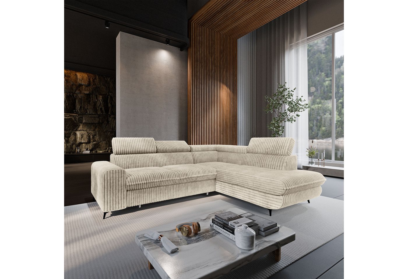 Masseno Ecksofa VELISS mit Schlaffunktion L-Form, Sofa mit Bettkasten – Bild 2 von 5