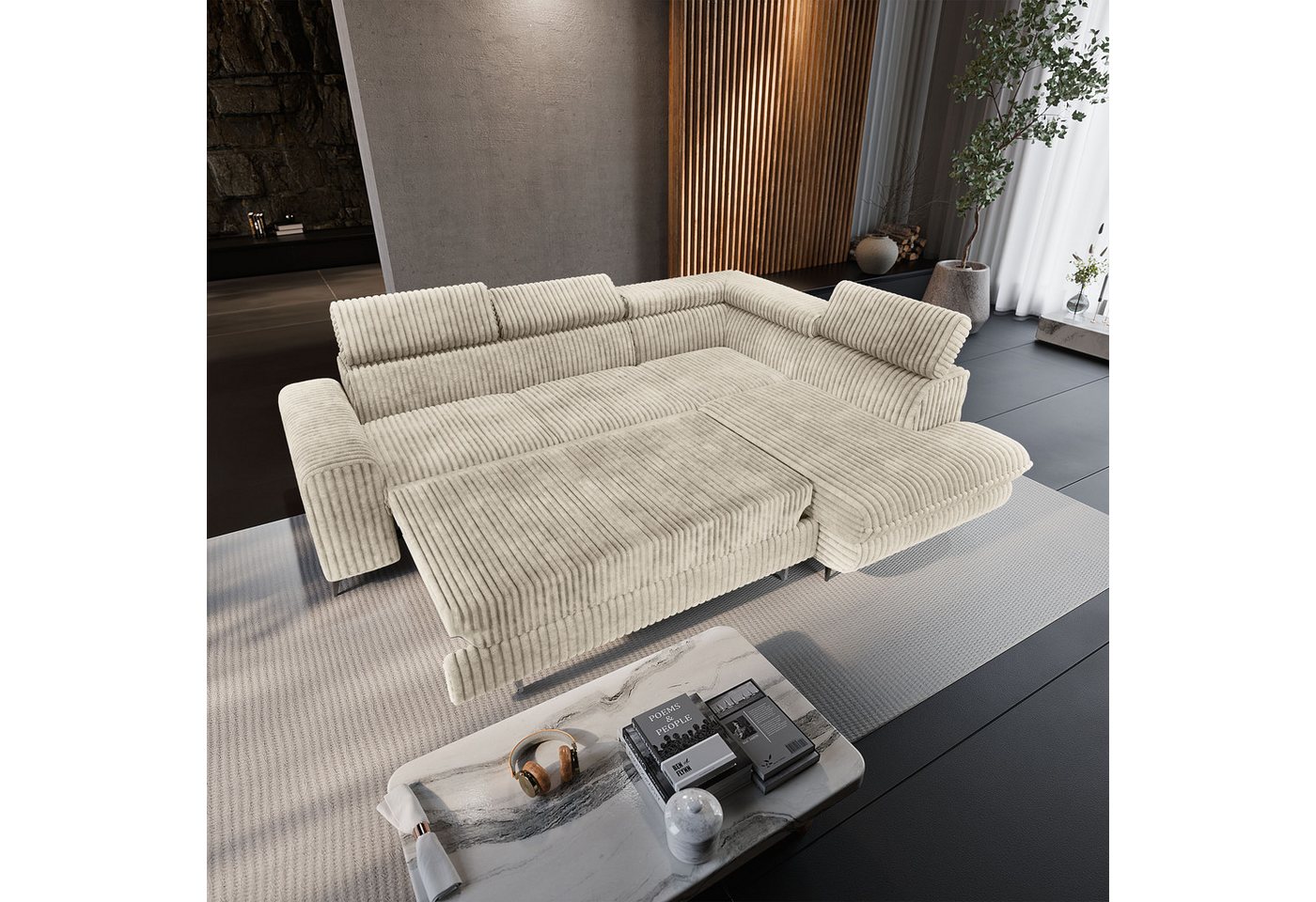 Masseno Ecksofa VELISS mit Schlaffunktion L-Form, Sofa mit Bettkasten – Bild 4 von 5