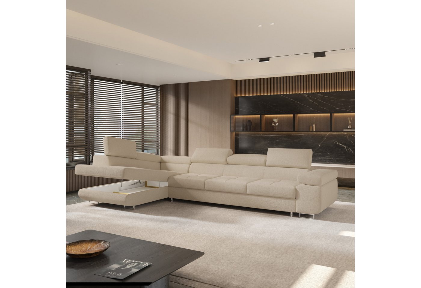 Masseno Ecksofa VICENTE mit Schlaffunktion L-Form, Sofa mit Bettkasten – Bild 3 von 5