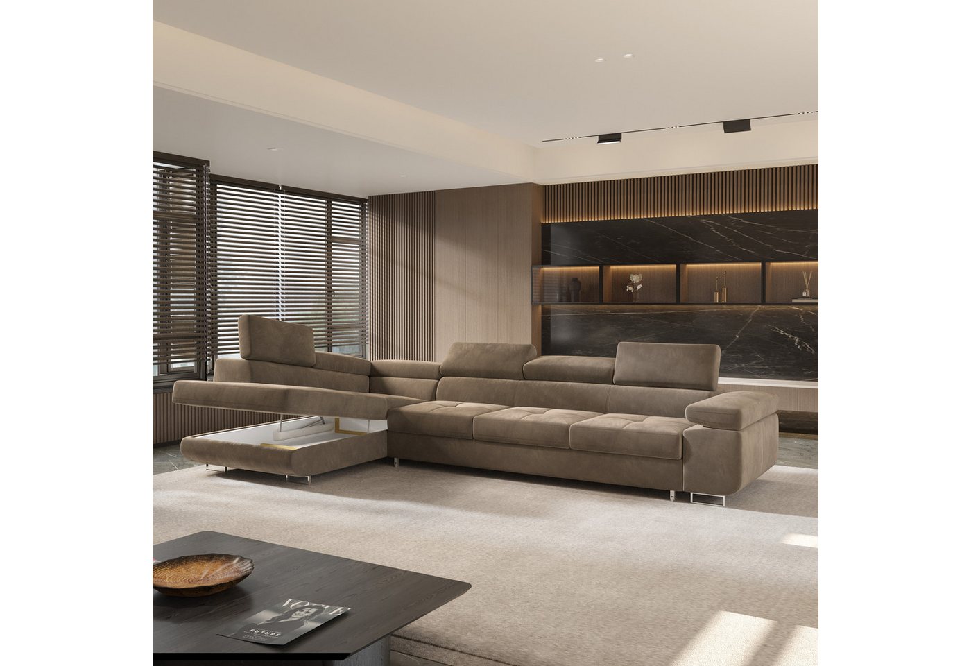 Masseno Ecksofa VICENTE mit Schlaffunktion L-Form, Sofa mit Bettkasten – Bild 3 von 5