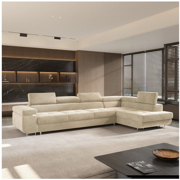 Masseno Ecksofa VICENTE mit Schlaffunktion L-Form, Sofa mit Bettkasten