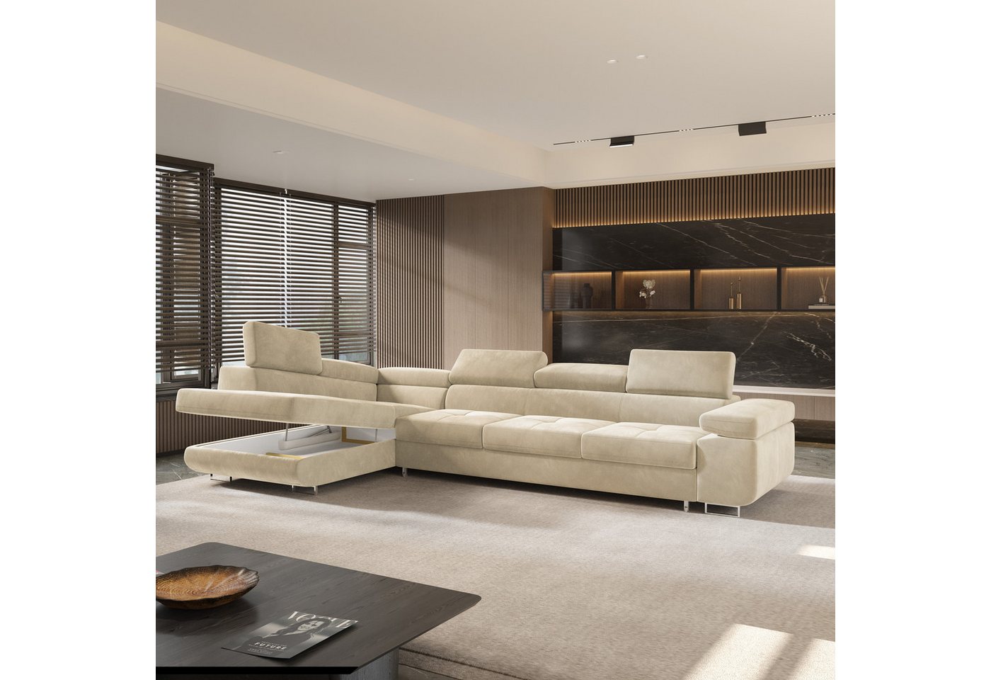 Masseno Ecksofa VICENTE mit Schlaffunktion L-Form, Sofa mit Bettkasten – Bild 3 von 5