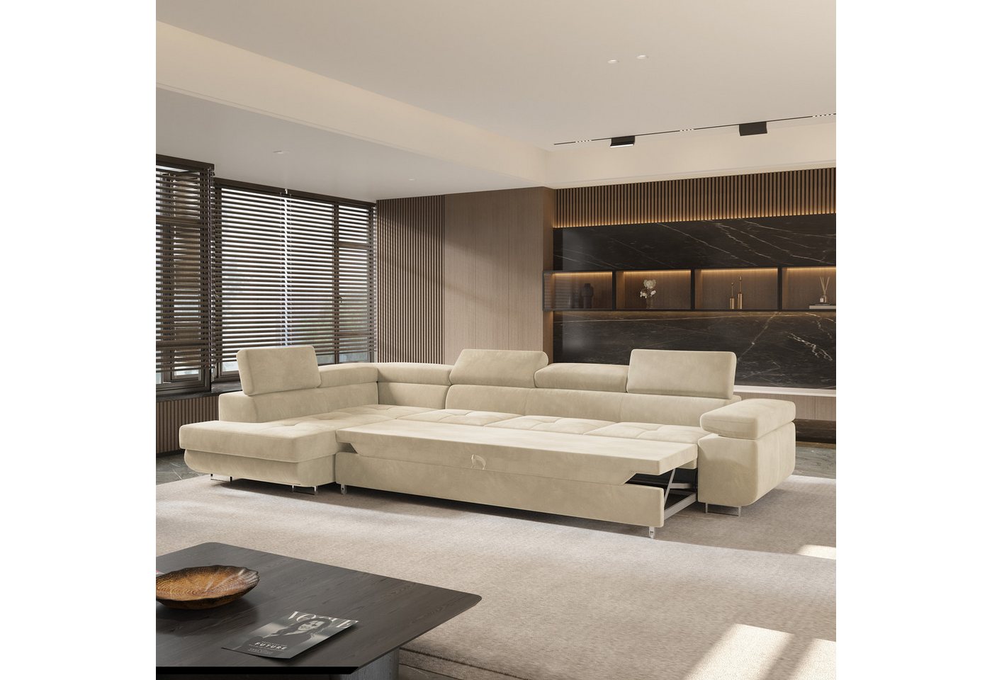 Masseno Ecksofa VICENTE mit Schlaffunktion L-Form, Sofa mit Bettkasten – Bild 4 von 5