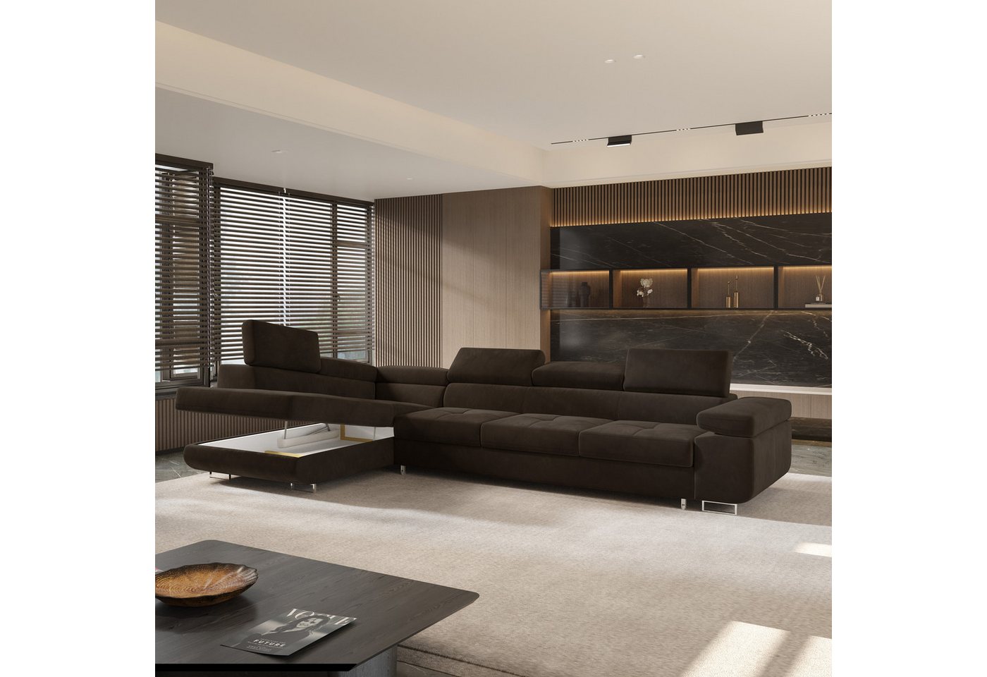 Masseno Ecksofa VICENTE mit Schlaffunktion L-Form, Sofa mit Bettkasten – Bild 3 von 5
