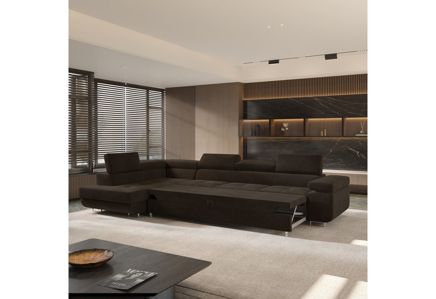 Masseno Ecksofa VICENTE mit Schlaffunktion L-Form, Sofa mit Bettkasten – Bild 4 von 5