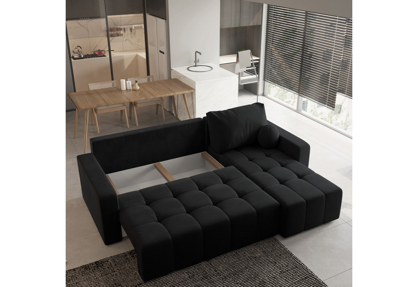 Masseno Ecksofa VOLIRA mit Schlaffunktion L-Form, Sofa mit Bettkasten – Bild 3 von 5