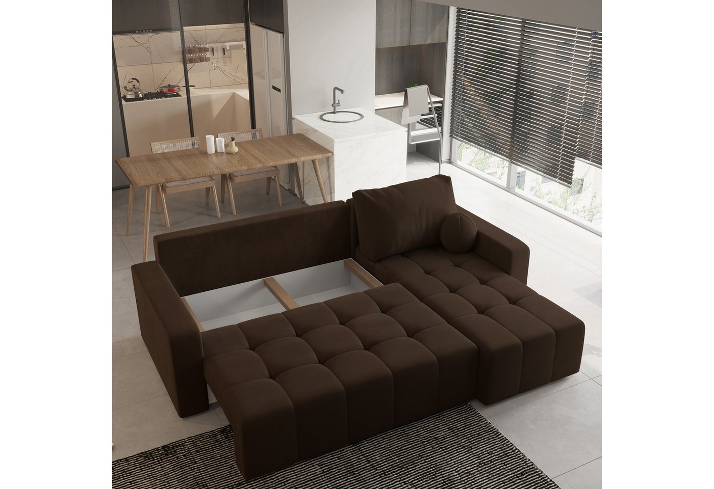 Masseno Ecksofa VOLIRA mit Schlaffunktion L-Form, Sofa mit Bettkasten – Bild 3 von 5