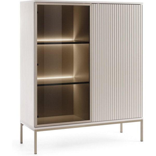 Masseno Glasvitrine SENTIERO 126 x 104 cm Vitrine Vitrinenschrank mit 2 Türen Kaschmir