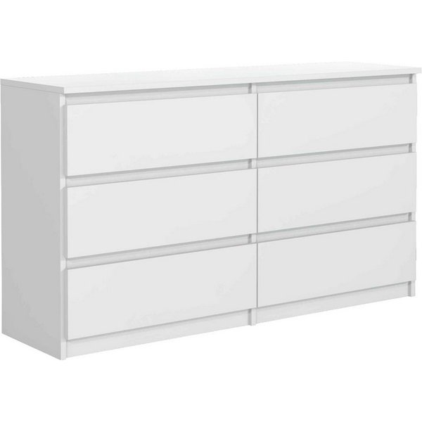 Masseno Kommode NUDO 100 cm Sideboard mit 6 Schubladen Weiß