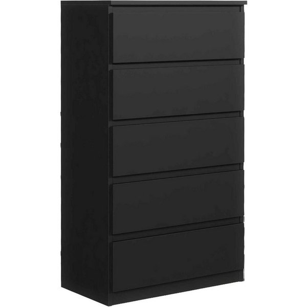 Masseno Kommode NUDO 70 cm Sideboard mit 5 Schubladen Schwarz