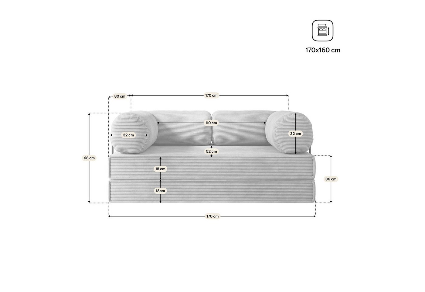 Masseno Sofa ALVIO mit Schlaffunktion, Schlafsofa, Schaumstoffsofa – Bild 3 von 5