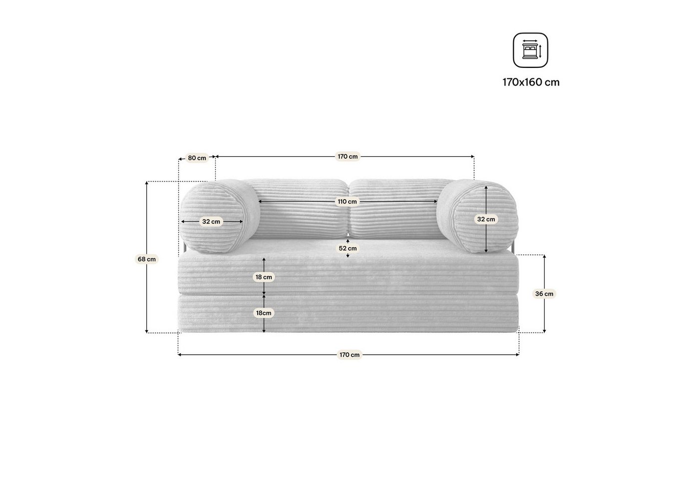 Masseno Sofa ALVIO mit Schlaffunktion, Schlafsofa, Schaumstoffsofa – Bild 4 von 5