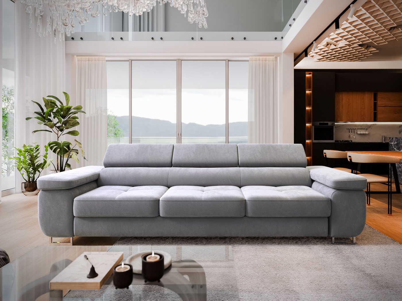 Masseno Sofa MOSINE mit Schlaffunktion, Schlafsofa, Couch mit Bettkasten – Bild 4 von 5