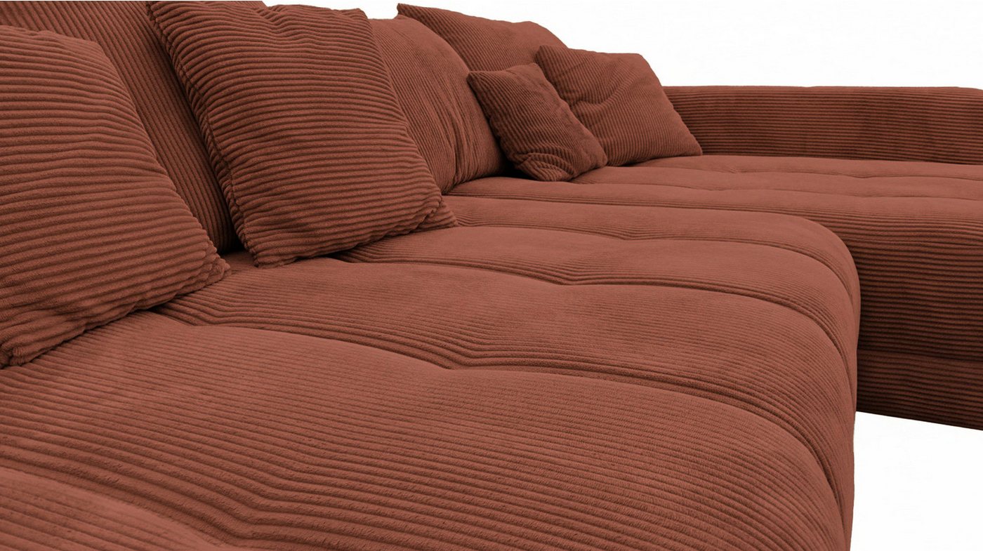 Massivart® Ecksofa Cord 300x215 cm / Nosagfederung / L-Form Cordsofa / ARTEMIS, inkl. Kissen-Set · frei im Raum stellbar – Bild 4 von 5
