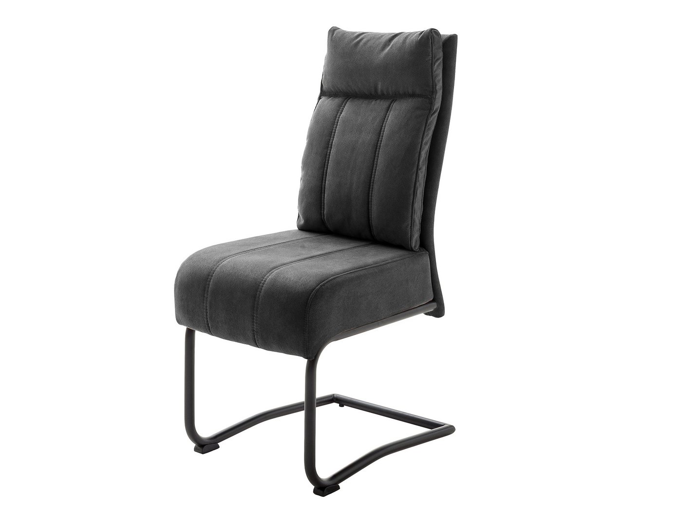 Massivart® Freischwinger mit Taschenfederkern, Microfaser Antiklook, Esszimmerstuhl, »Azul«, praktischer Griff am Rücken · Metallgestell schwarz matt – Bild 2 von 5