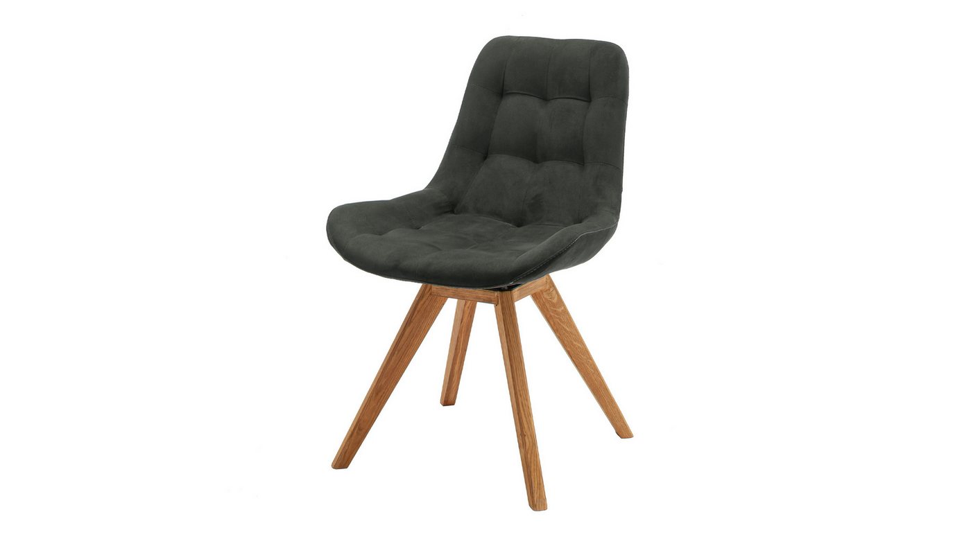 Massivart® Polsterstuhl anthrazit, Massivholz Wildeiche, Microfaser »Belfast«, Schalenstuhl im Scandi-Look mit Steppung – Bild 2 von 5