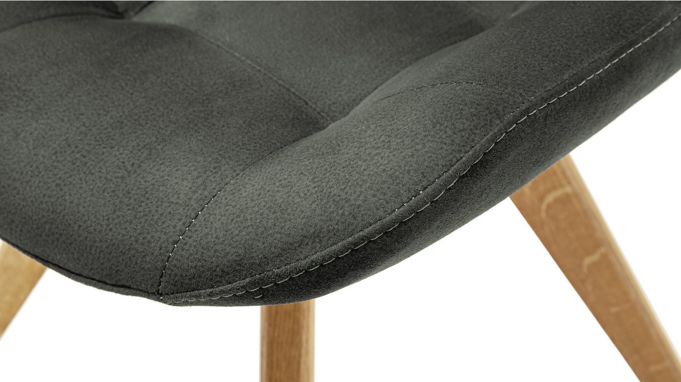 Massivart® Polsterstuhl anthrazit, Massivholz Wildeiche, Microfaser »Belfast«, Schalenstuhl im Scandi-Look mit Steppung – Bild 5 von 5