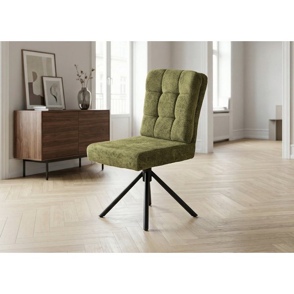 Massivart® Polsterstuhl drehbar, Esszimmerstuhl mit Wippfunktion und Taschenfederkern, »Hedia«, Chenille-Optik · Metallgestell schwarz · mit Nivellierung