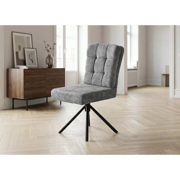 Massivart® Polsterstuhl drehbar, Esszimmerstuhl mit Wippfunktion und Taschenfederkern, »Hedia«, Chenille-Optik · Metallgestell schwarz · mit Nivellierung