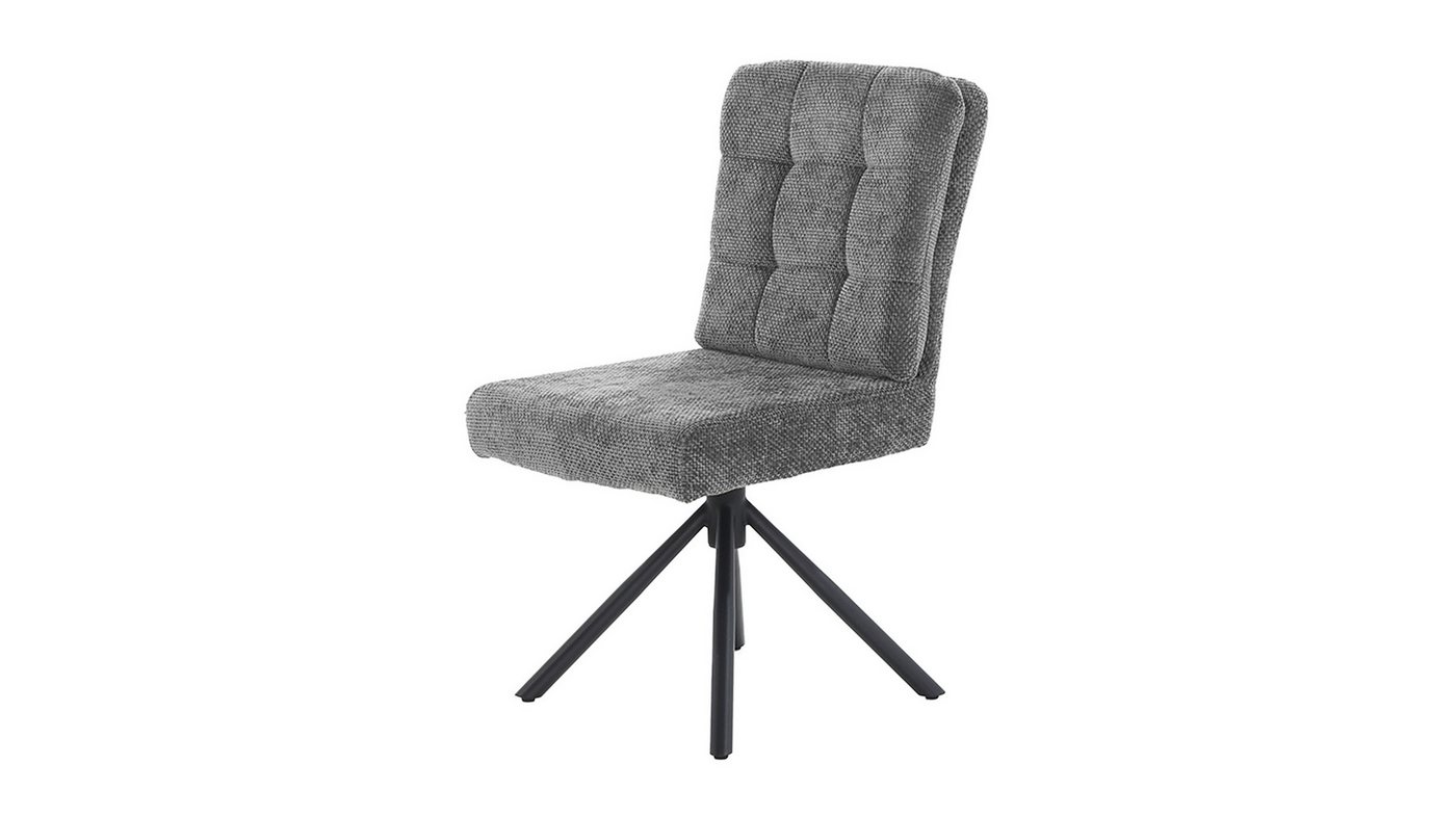 Massivart® Polsterstuhl drehbar, Esszimmerstuhl mit Wippfunktion und Taschenfederkern, »Hedia«, Chenille-Optik · Metallgestell schwarz · mit Nivellierung – Bild 2 von 5
