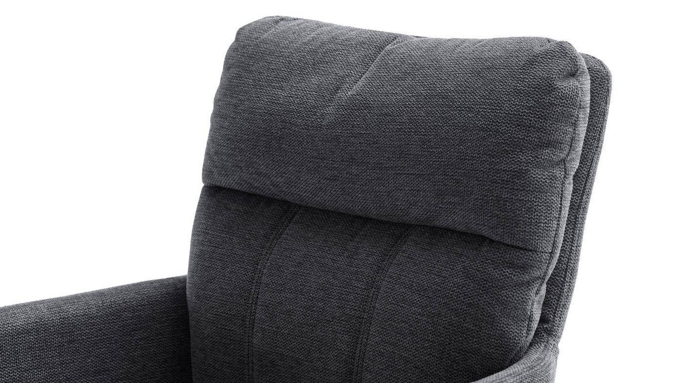 Massivart® Polsterstuhl drehbar, Esszimmerstuhl mit Taschenfederkern, Chenille-Optik, »UTICA«, Armlehnen · Metallgestell matt schwarz · Rückholfunktion – Bild 4 von 5