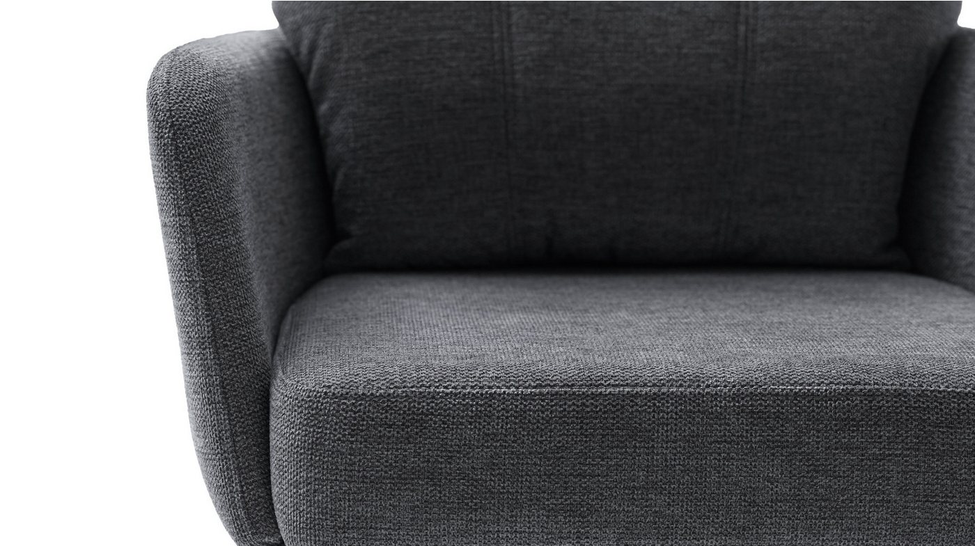 Massivart® Polsterstuhl drehbar, Esszimmerstuhl mit Taschenfederkern, Chenille-Optik, »UTICA«, Armlehnen · Metallgestell matt schwarz · Rückholfunktion – Bild 5 von 5