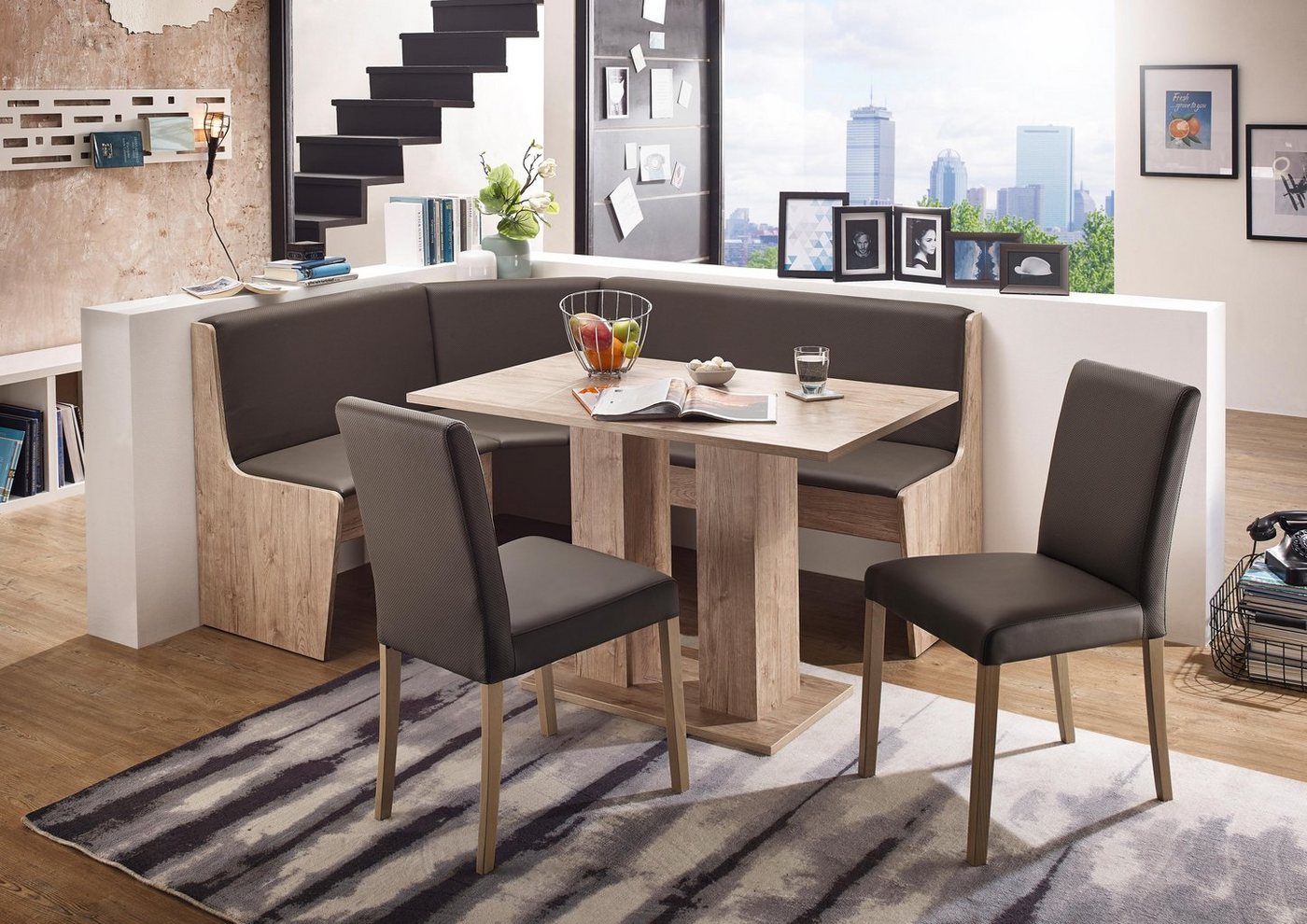 massivline&more Eckbankgruppe Sylt, (Set, 4-tlg), Eckbank ist umstellbar, Eckbank mit Truhe – Bild 2 von 5
