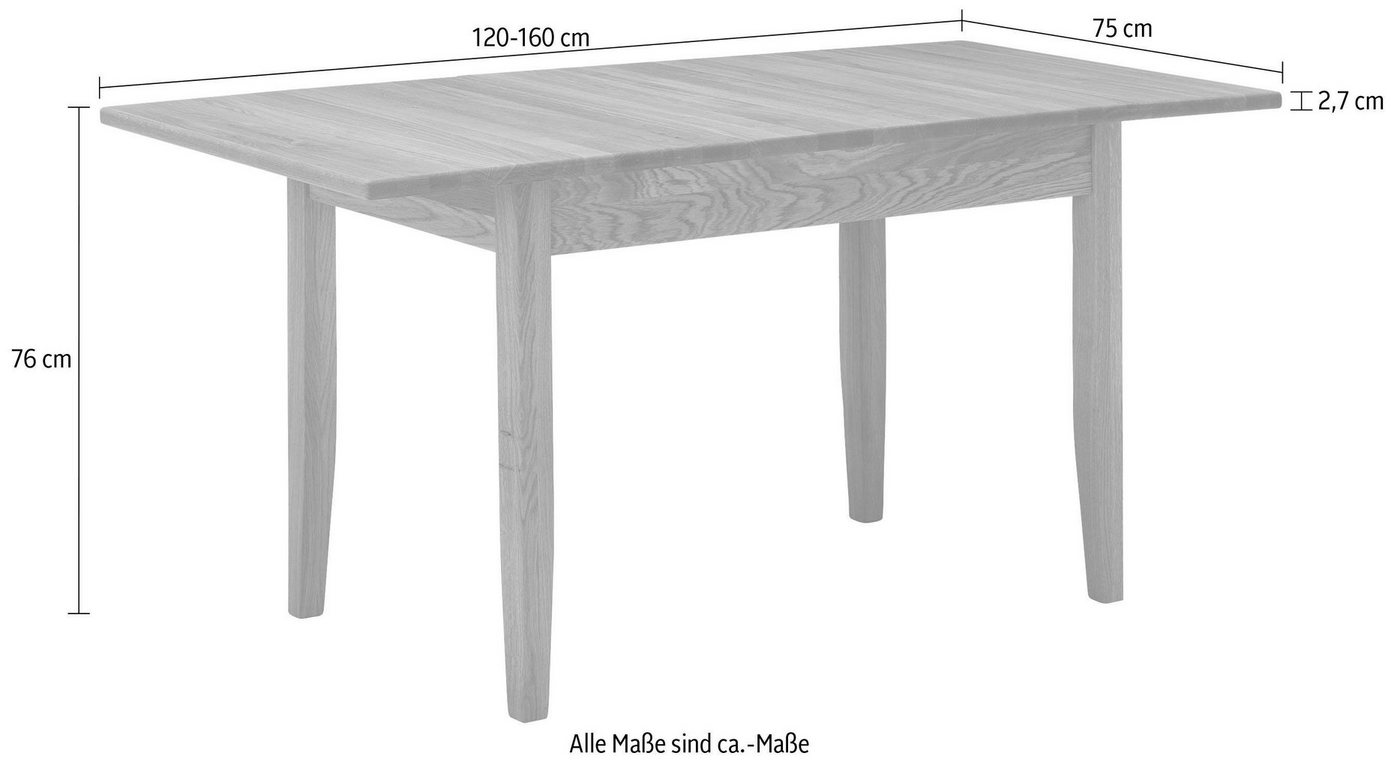 massivline&more Esstisch Königsee, mit Auszug (120-160 cm) – Bild 4 von 5