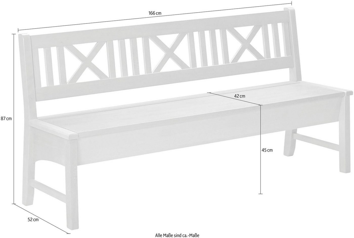 massivline&more Truhenbank Bodensee (1-St), Breite 166 cm – Bild 2 von 3