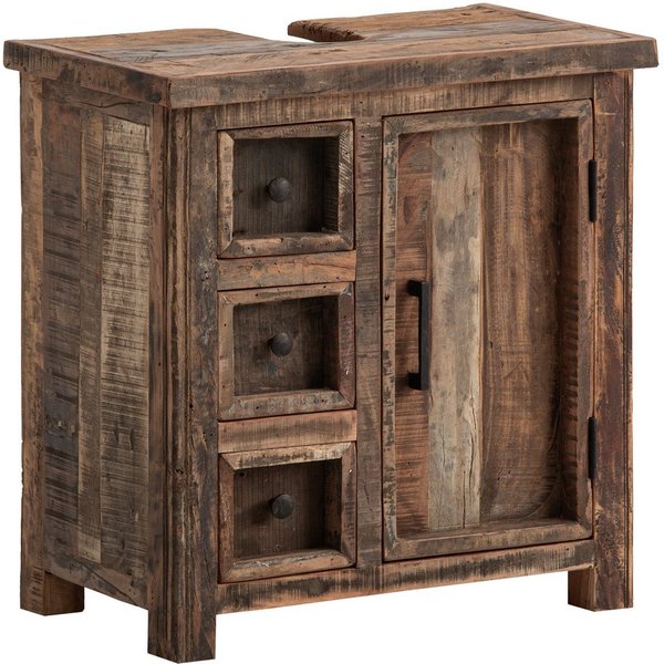 massivum Waschbeckenunterschrank Sumatra, Badschrank Altholz rustikal Chalet Style