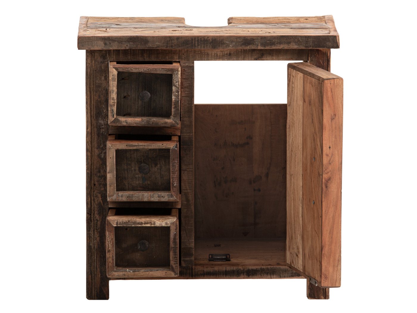 massivum Waschbeckenunterschrank Sumatra, Badschrank Altholz rustikal Chalet Style – Bild 5 von 5