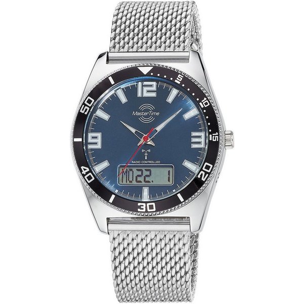 MASTER TIME Funkchronograph MTGA-10972-32M, Quarzuhr, Armbanduhr, Herrenuhr, Edelstahlarmband, analog, digital