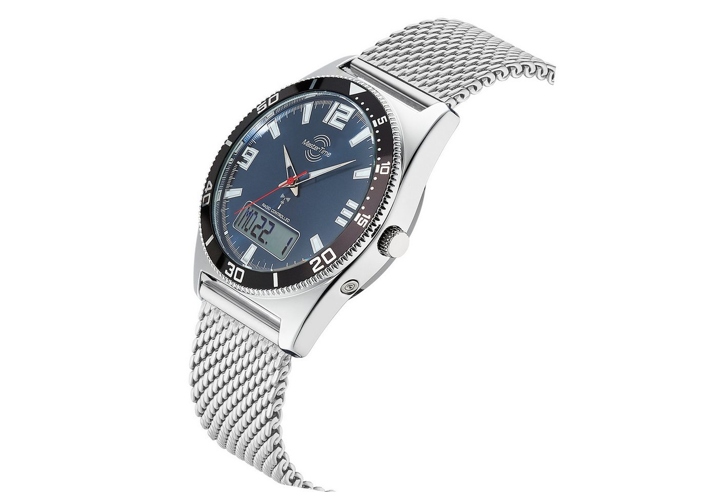 MASTER TIME Funkchronograph MTGA-10972-32M, Quarzuhr, Armbanduhr, Herrenuhr, Edelstahlarmband, analog, digital – Bild 2 von 3