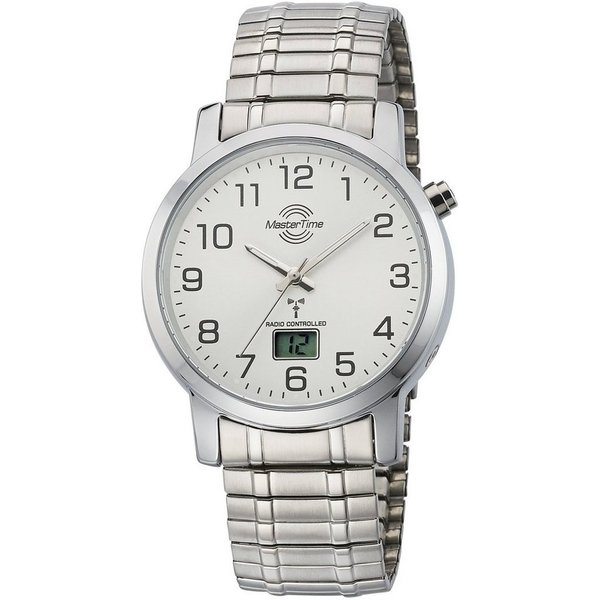 MASTER TIME Funkuhr Basic MTGA-10306-12M, Armbanduhr, Quarzuhr, Herrenuhr, Datum, Flexband, Zugband