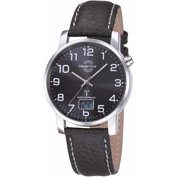 MASTER TIME Funkuhr Basic MTGA-10576-24L, Armbanduhr, Quarzuhr, Herrenuhr, Datum, Lederarmband