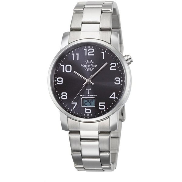 MASTER TIME Funkuhr Basic MTGA-10694-21M, Armbanduhr, Quarzuhr, Herrenuhr, Datum, Leuchtzeiger, Edelstahlarmband