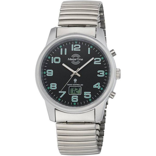 MASTER TIME Funkuhr Basic MTGA-10763-22Z, Armbanduhr, Quarzuhr, Herren, Datum, Leuchtzeiger, Flexband, Zugband