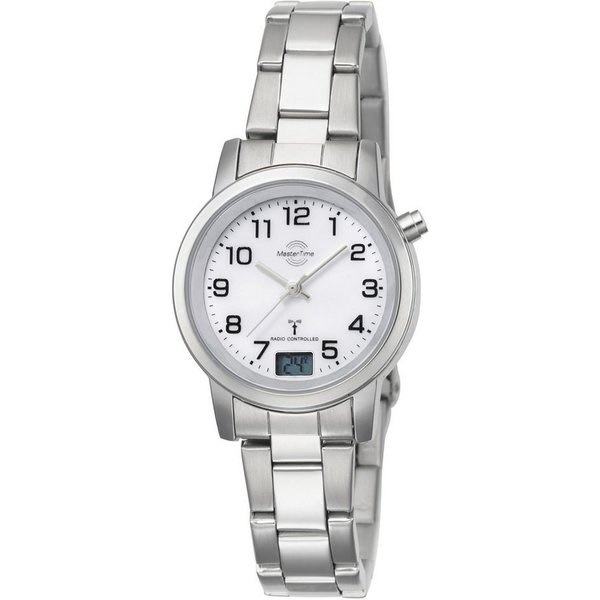 MASTER TIME Funkuhr Basic MTLA-10301-12M, Armbanduhr, Quarzuhr, Damenuhr, Datum, Edelstahlarmband