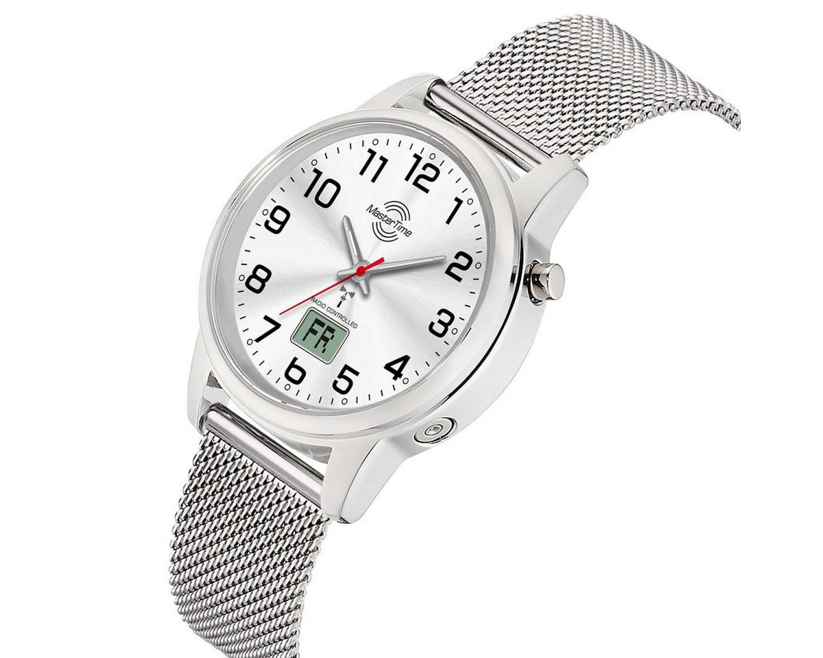 MASTER TIME Funkuhr MTLA-101001-42M, Damenuhr Funk Lady Line Mesh Silberfarben – Bild 2 von 4