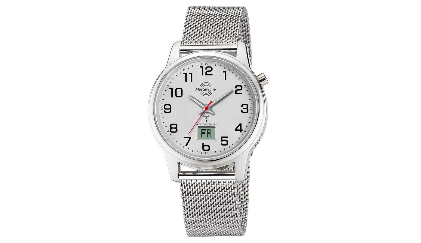 MASTER TIME Funkuhr MTLA-101001-42M, Damenuhr Funk Lady Line Mesh Silberfarben – Bild 4 von 4