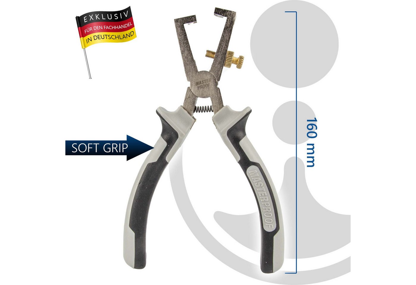 MASTERPROOF PROFESIONAL Abisolierzange Abisolierzange 160 mm, 2-K Griff, mit Öffnungsfeder – Bild 3 von 3