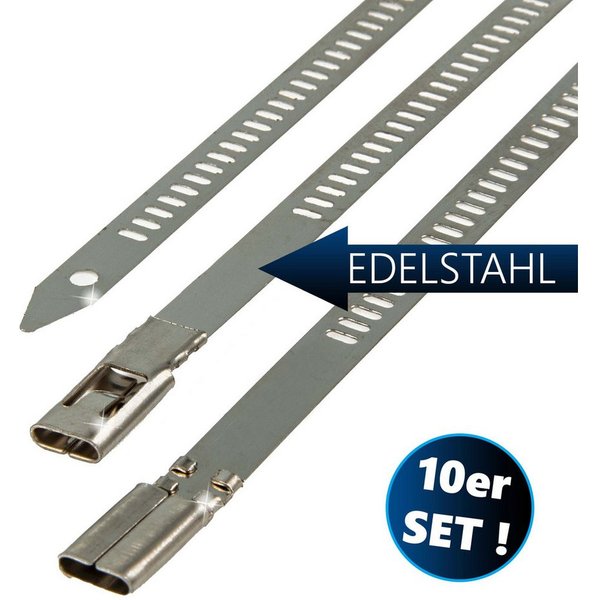 MASTERPROOF PROFESIONAL Kabelbinder Edelstahl Kabelbinder, 10-teilig, rostfrei, hitzebeständ., 200-350 mm