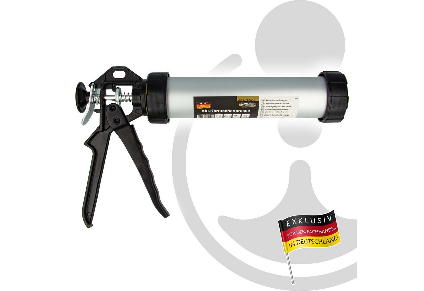 MASTERPROOF PROFESIONAL Kartuschenpistole Alu-Kartuschenpresse für Silikon, Acryl & Kleber mit Kartusche 310 ml – Bild 2 von 5