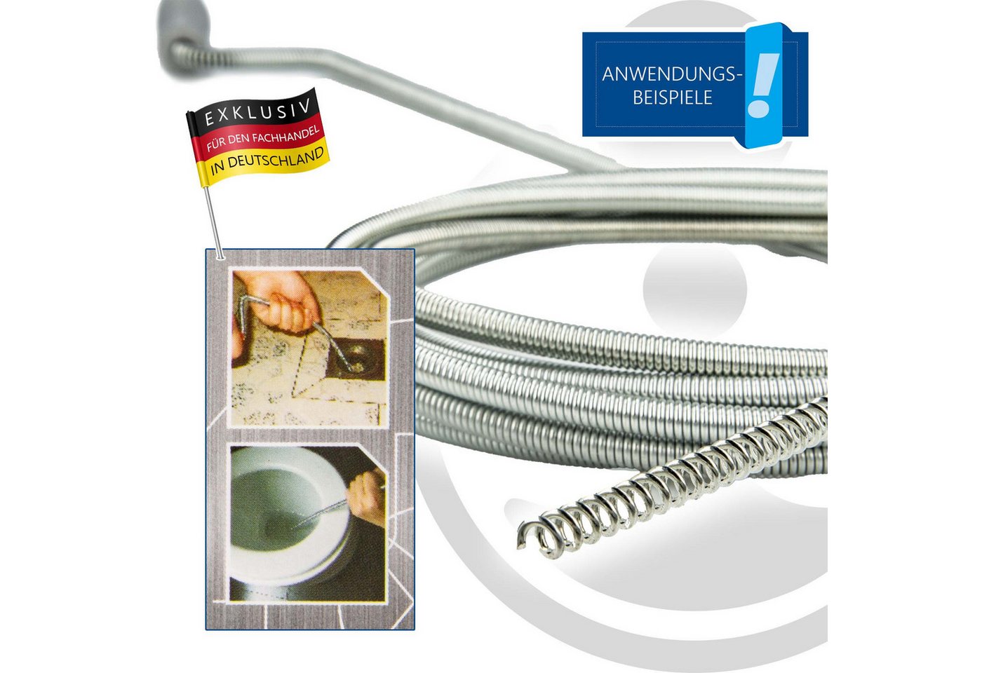 MASTERPROOF PROFESIONAL Rohrreinigungsspirale Rohrreinigungsspirale 3,00 m x Ø 6 mm, mit Bohrspitze – Bild 3 von 4