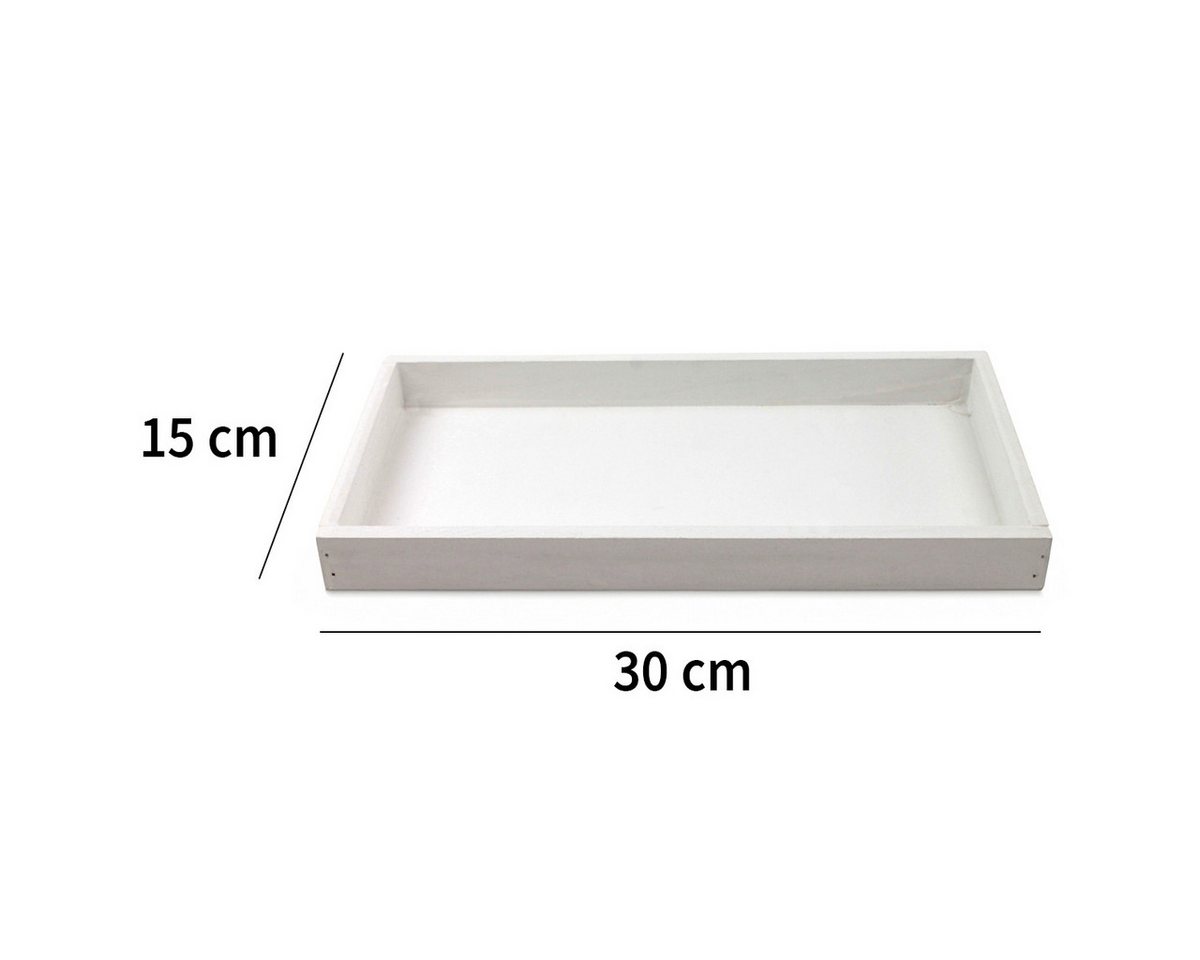 matches21 HOME & HOBBY Bilderrahmen Holz Servier-Tablett rechteckig weiß 30 x 15 cm als Deko-Tablett, (1 St), Kleines Holz-Tablett als Boho Tisch-Deko Adventskr – Bild 2 von 5
