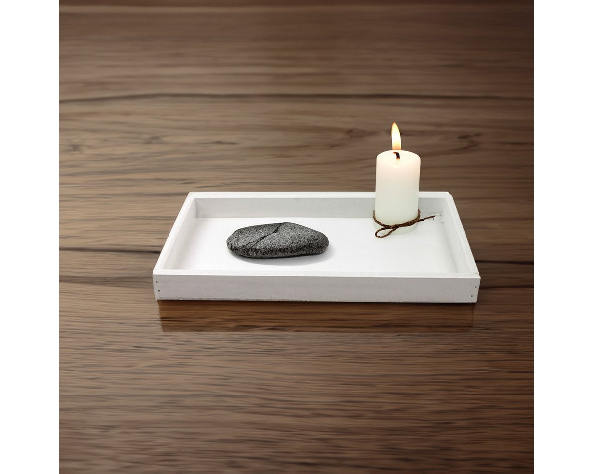matches21 HOME & HOBBY Bilderrahmen Holz Servier-Tablett rechteckig weiß 30 x 15 cm als Deko-Tablett, (1 St), Kleines Holz-Tablett als Boho Tisch-Deko Adventskr – Bild 4 von 5