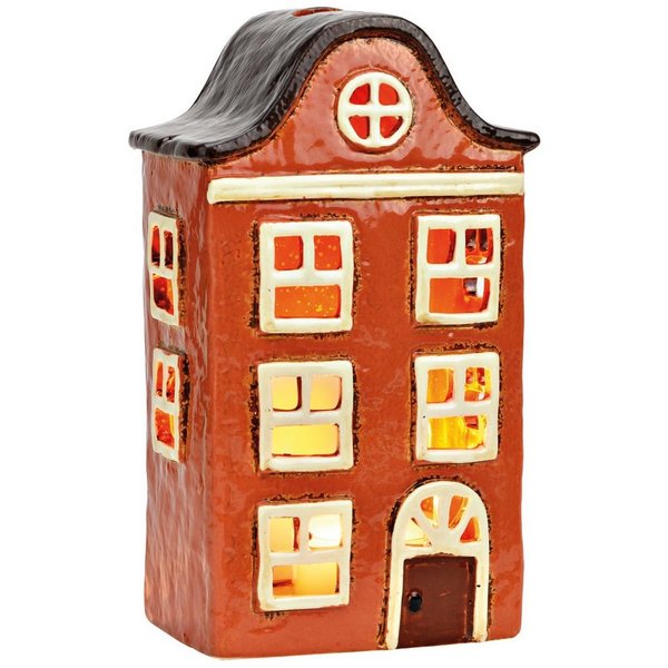 matches21 HOME & HOBBY Bilderrahmen Rotes Windlicht Dekohaus Teelichthaus aus Steingut, 13x22x9 cm, (1 St), Lichterhaus als festliche Weihnachts- und Herbstdeko